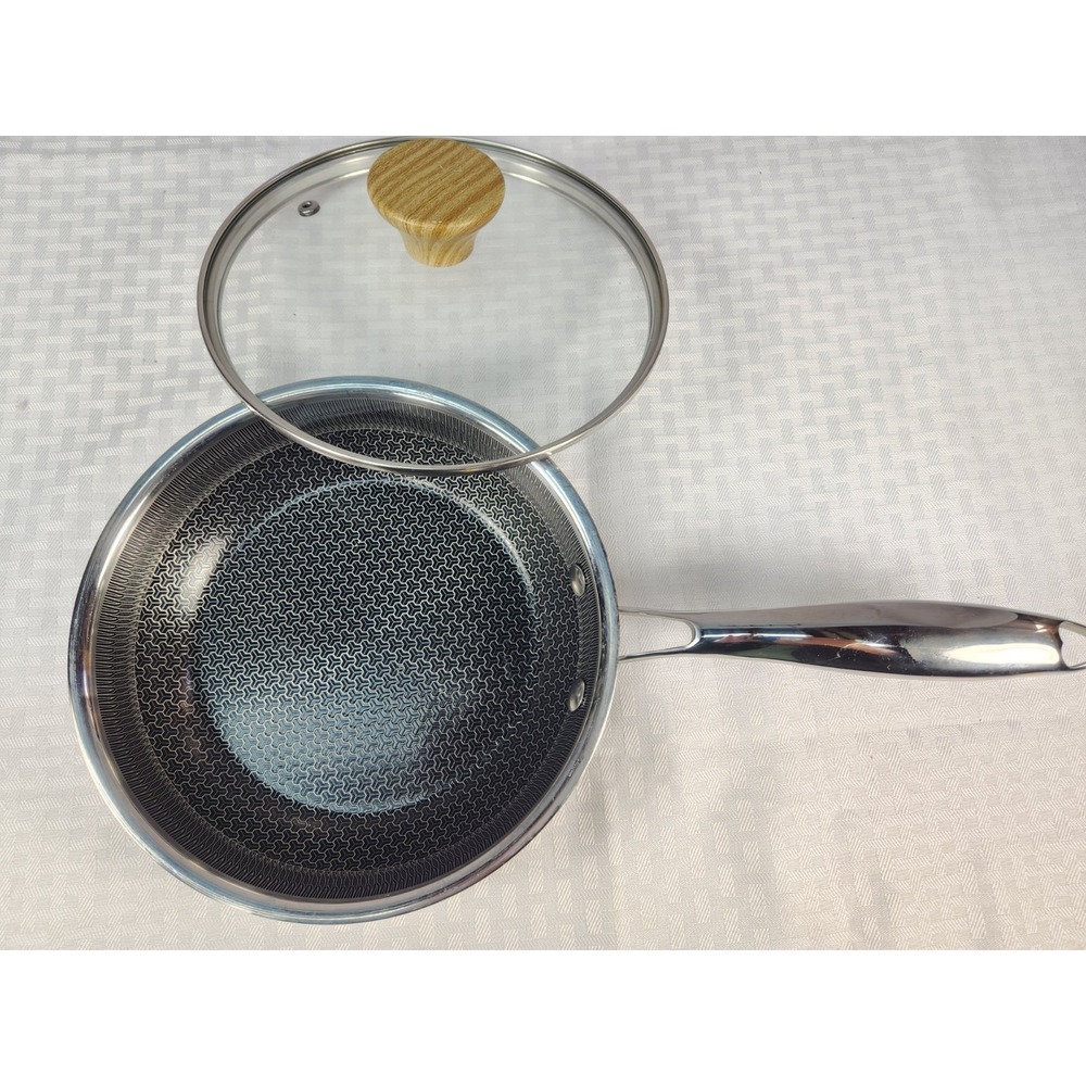 Tibbicc 8 Inch Hybrid Non Stick Frying Pan 12" W/Glass Lid, Stainless Steel